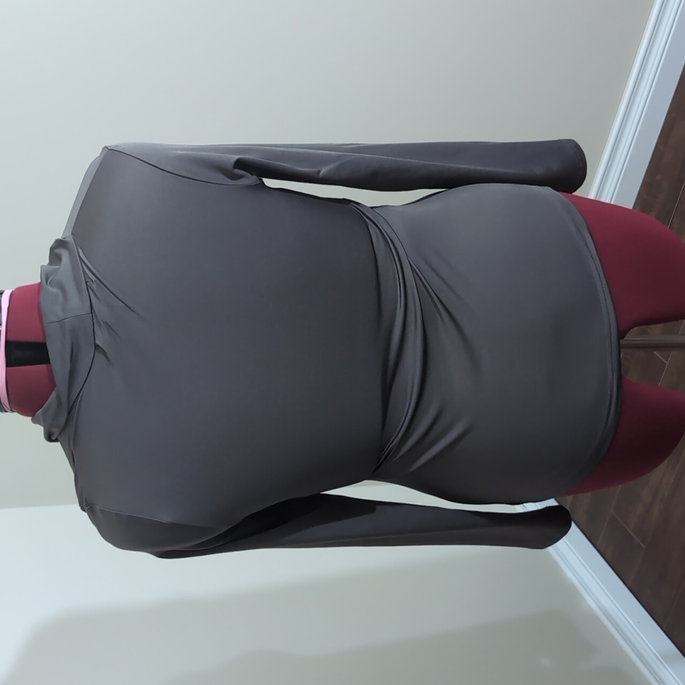Sandra Angelozzi| Grey Cowl Neck Long Sleeve Stretch Blouse - Picture 3 of 14